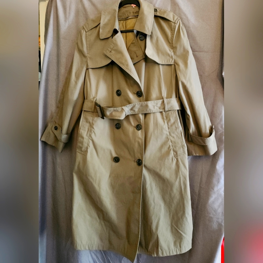 Classic Tan Double-Breasted Trench Coat Military Issued Womens